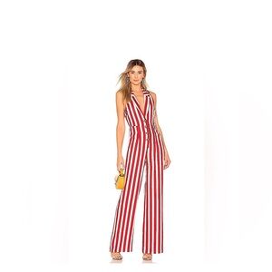 House of Harlow 1960 X REVOLVE Marjorie Jumpsuit in Red & White Stripe New